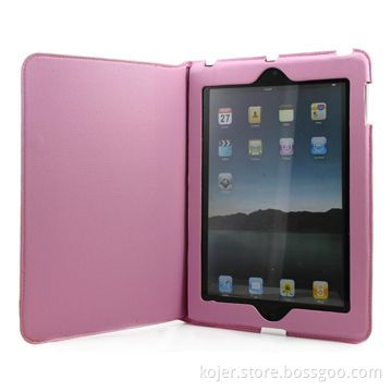 Leather Case for Apple's iPad 2, A Stand from Folding, with Access to Earphone Jack/USB Port